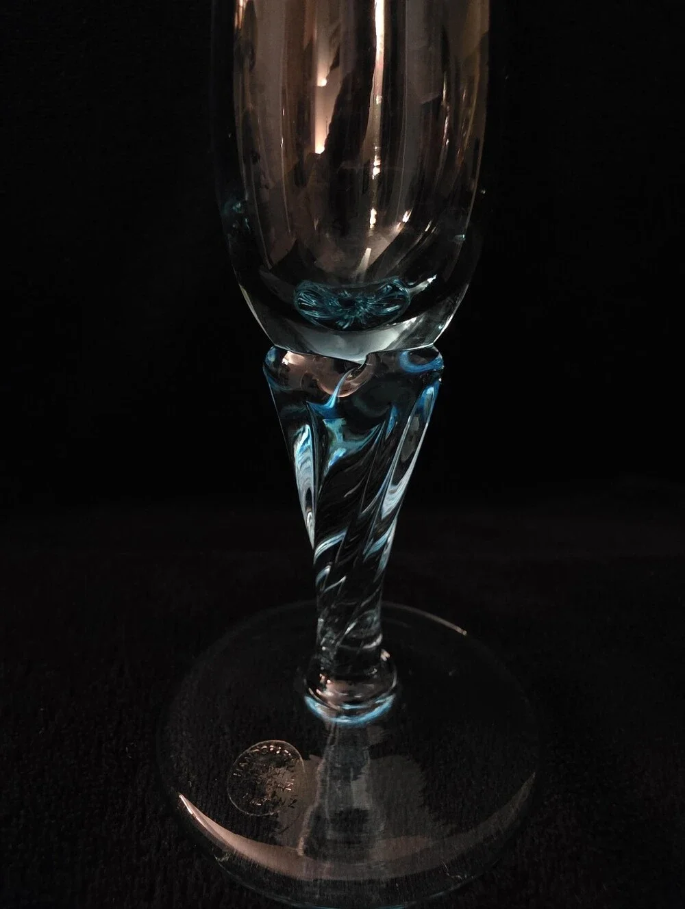 Vintage Italian Art Glass Bud Vase Aqua Blue Danish Design Twisted Stem 9.75